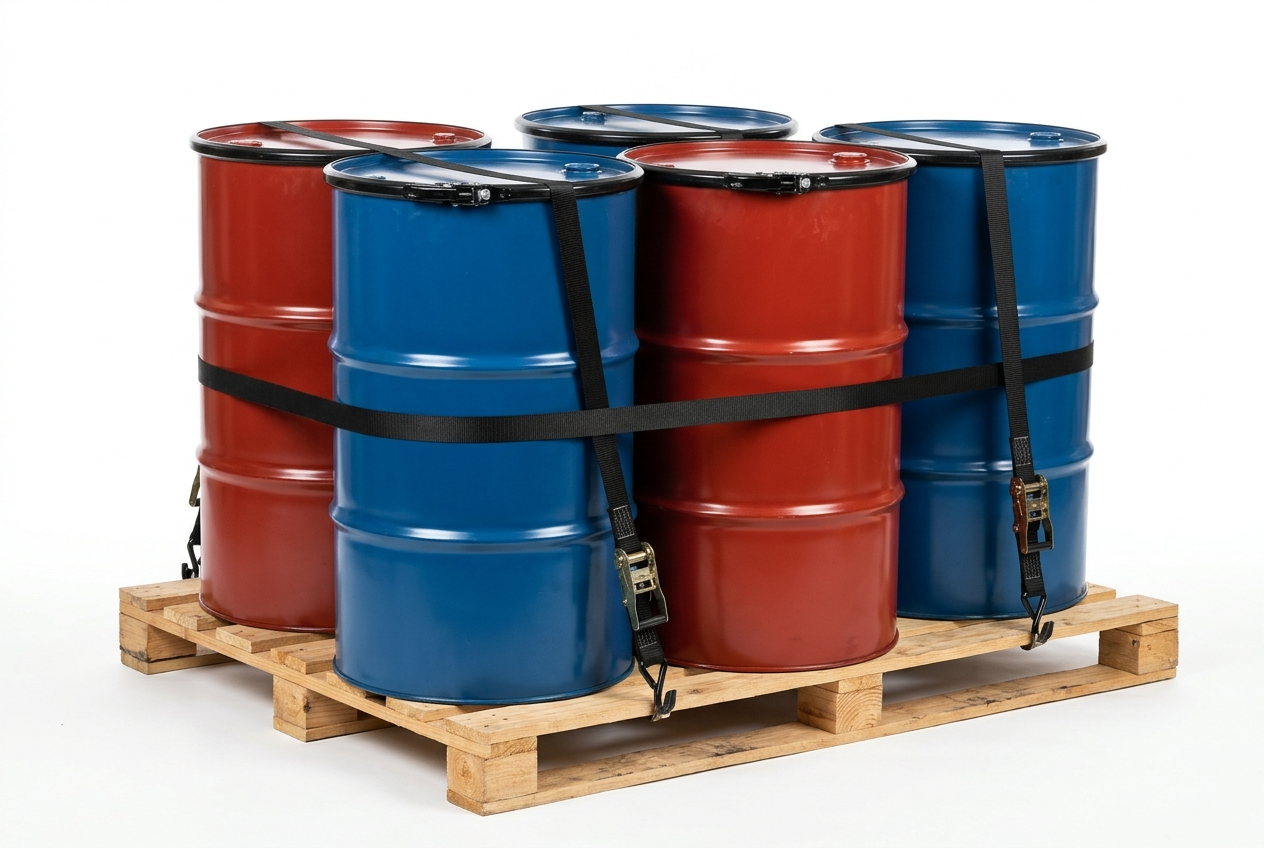 205kg Steel Drums on Pallet